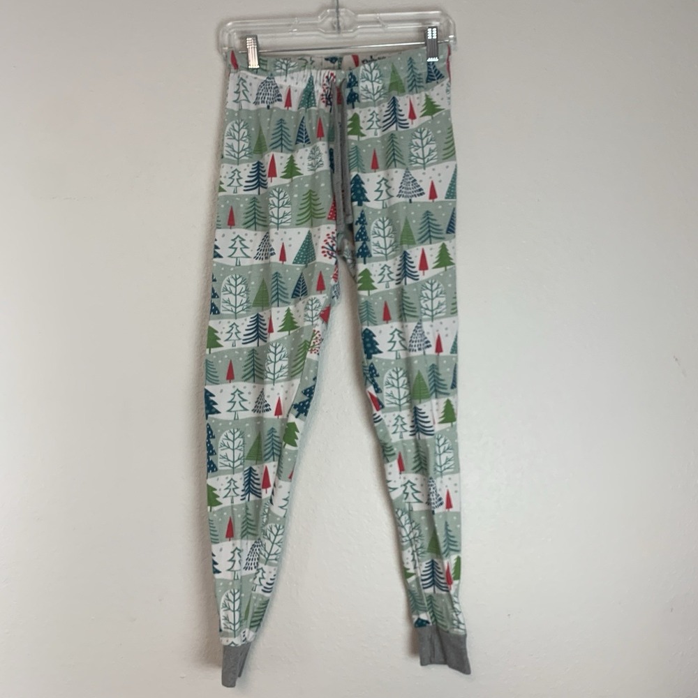 Honest Baby Clothing Pajama Pants Womens Small Christmas Trees Jogger‎ Green